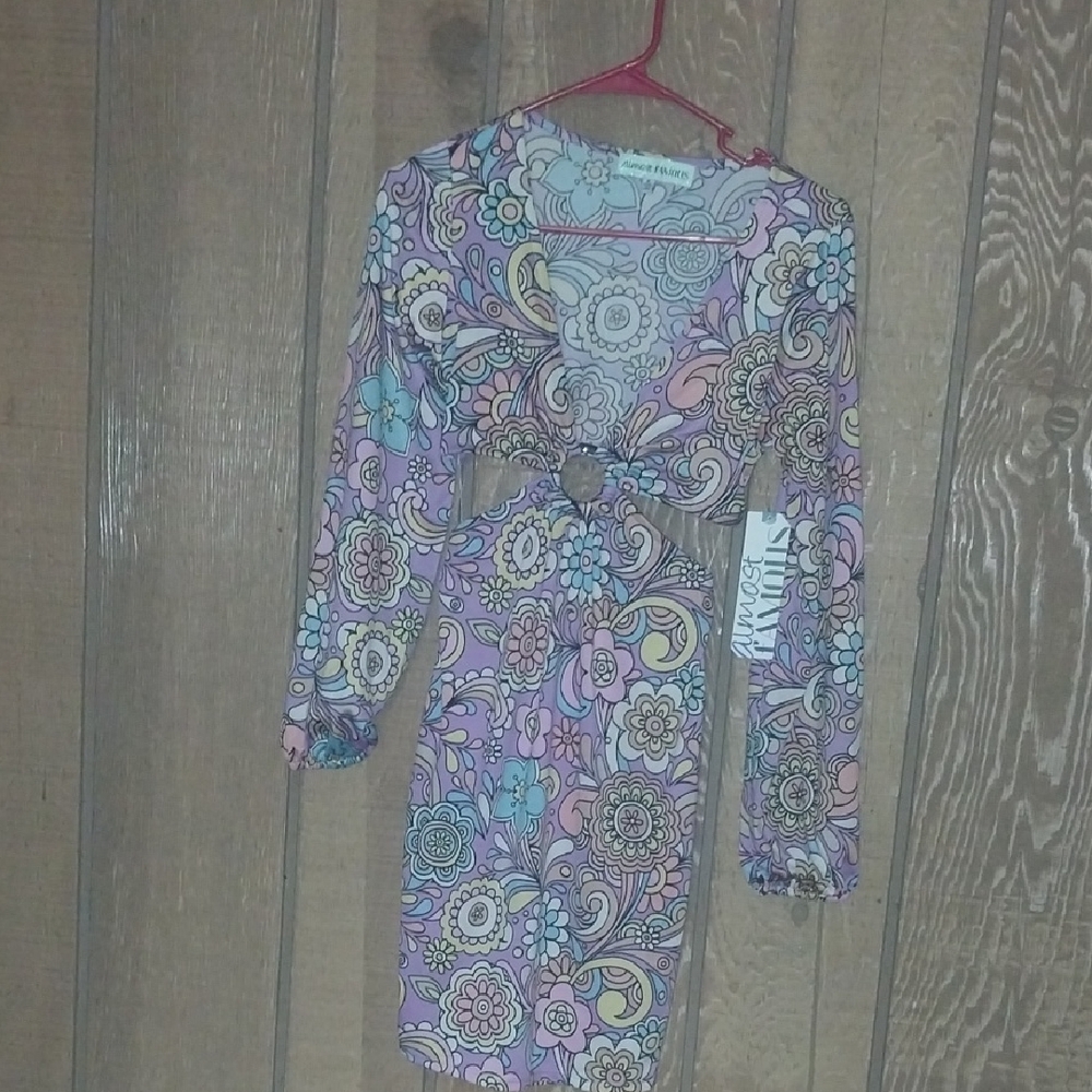 Almost Famous Lavender Floral Long-Sleeve Midi Dress